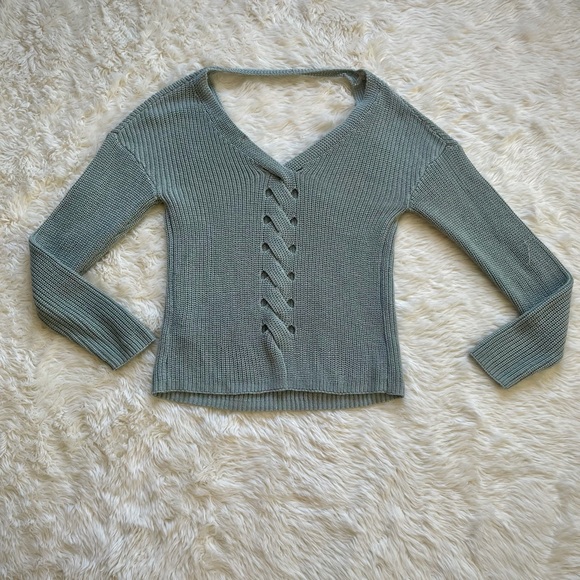 Jolt Mint Back Lace Knit Sweater - Picture 2 of 2